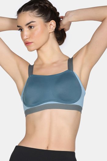 Buy Zelocity Padded High Impact Quick Drying Sports Bra- Indian Teal